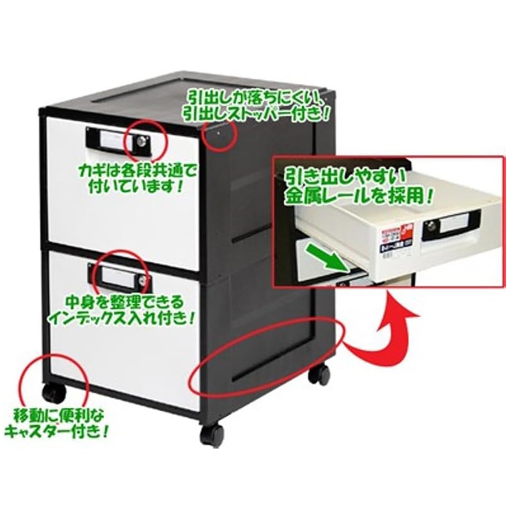 supplies IRIS OHYAMA Deep Floor Document Wooden A4 Height [Office 2-piece set] Cabinet, 2-tier HG-202, Black, case, Casters, case, frame, size, 70cm,