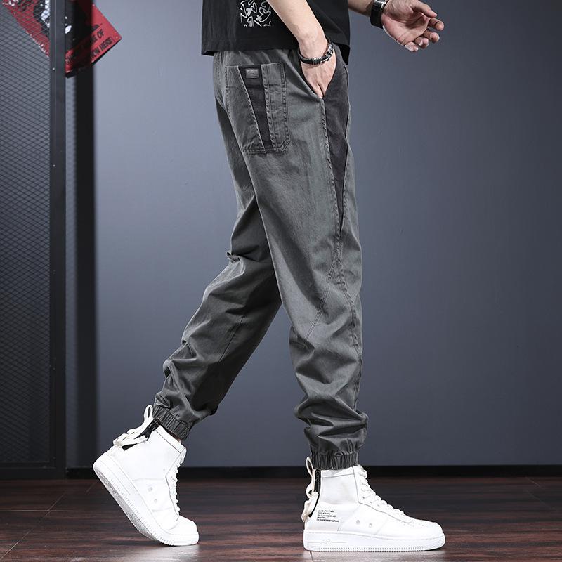 High-end Design Casual Pants Men's Spring and Autumn Street Style Loose and Thin Contrasting Color Leggings Handsome Trend