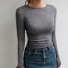 Women's Spring/Summer Fitted Versatile Slimming Round-Neck Long-Sleeve Casual T-Shirt