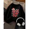 European Sizes Kids' Crew Neck Sweatshirt | Christmas Theme with Trendy Letter and Number Snowflake Pattern, with Slight Stretch Fabric