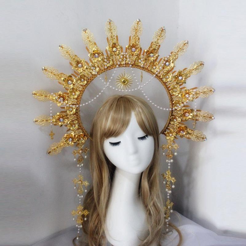 Baroque Luxury Hair Hoop Headwear Gothic Crown Material Package Goddess Pearl Headband Hair Accs for Women Photo