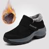 Suede Leather Women Ankle Boots Winter Plush Lined Outdoor Walking Shoes Female Hook Loop Hiking Shoes Class Solid Cotton Boots