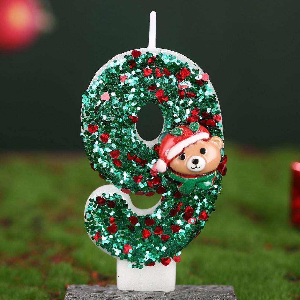 Christmas Bear Number Candles: Holiday Cake Toppers & Decorations