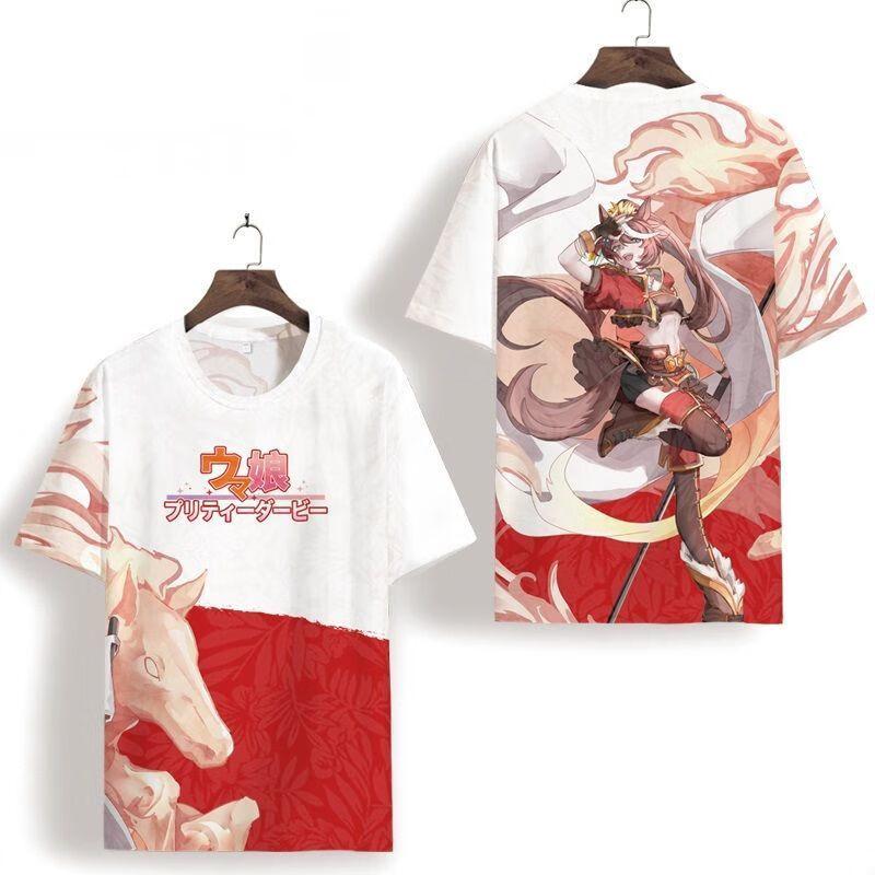 Umamusume Rice Shower Japońska Gra Cosplay Koszulka Popularna z Nadrukiem 3D Koszulka Letnia Męska Damska Harajuku Krótki Rękaw Topy Cosplay