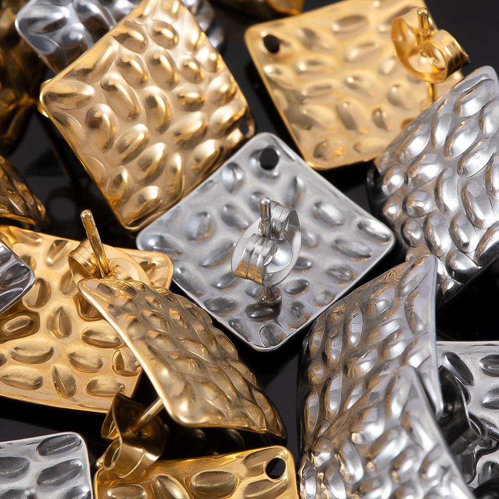 10pcs Geometric Stainless Steel Matte Round Heart Square Stud Earrings Women Earring Base Jewelry Making DIY Punk Accessories