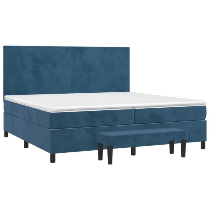 3137747 vidaXL Divan Bed and Mattress Dark Blue 200x200cm Velvet