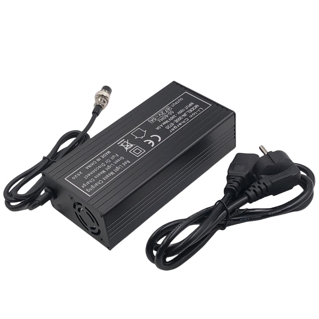 67.2V5A Fast Charge 5A Charger For 60V Wheelbarrow Harley 16S 60V Lithium Battery GX16 Connector with Fan Metal Shell