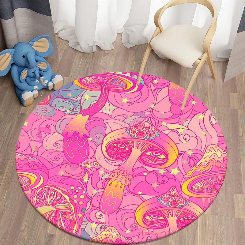 

Психоделический грибной круглый ковер для гостиной, детский ковер, мягкий нескользящий напольный коврик для детей, ковер для спальни, Tapis 60cmx60cm