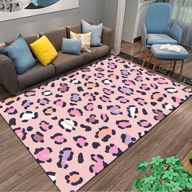 Dekorativer Teppich mit rosa Leopardenmuster für Schlafzimmer- oder Wohnzimmerdekoration Geeignet für den Einsatz als Anti-Rutsch-Matte für Wohnzimmer-Schlafzimmer-Sofas