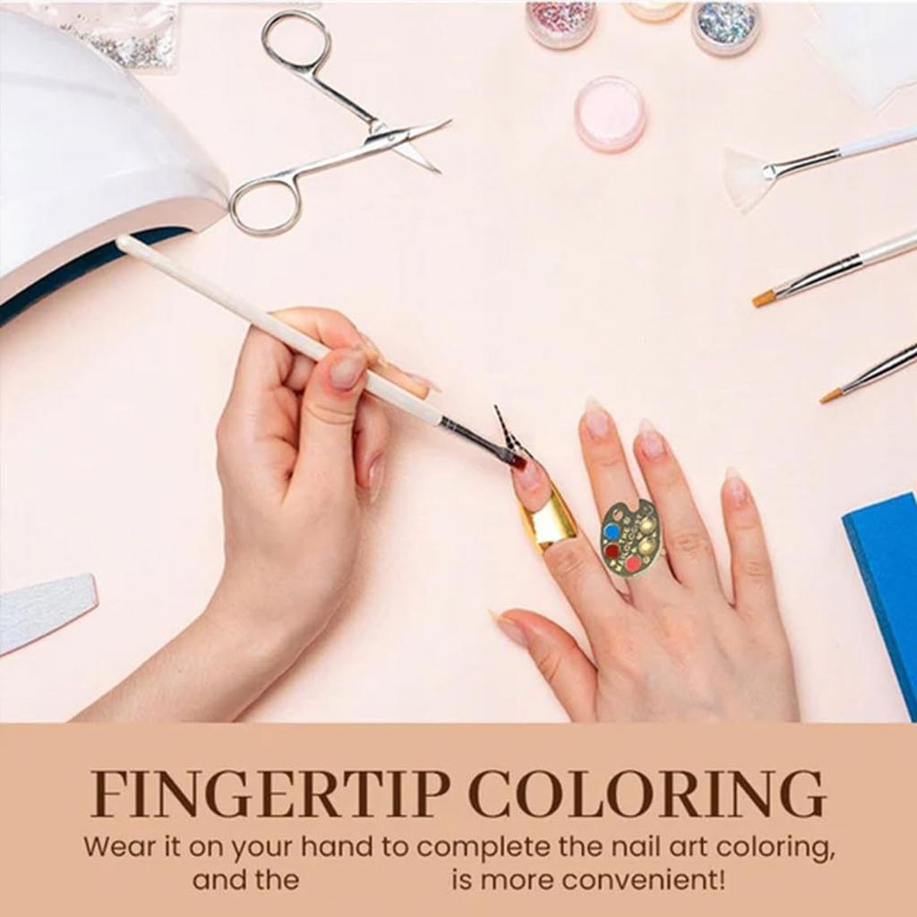 3Pcs Manicure Palette Wearable Metal Nail Art Polish Holder Nail Paint Palette Finger Rings Nail Art Tool for Home Salon