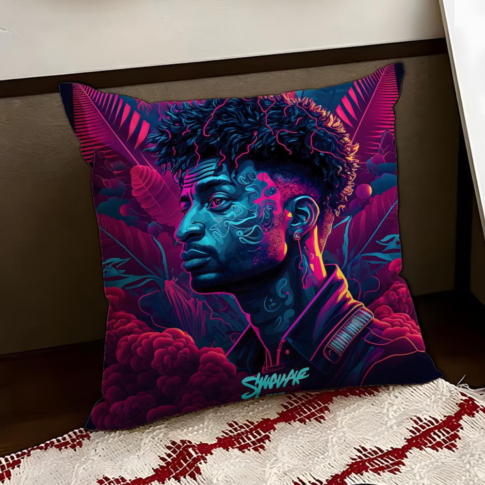 21 SSavage Singer Cushion Cover Reversible Soft Durable Pillow Cover Home Car MultiScene Use for Daily Comfort
