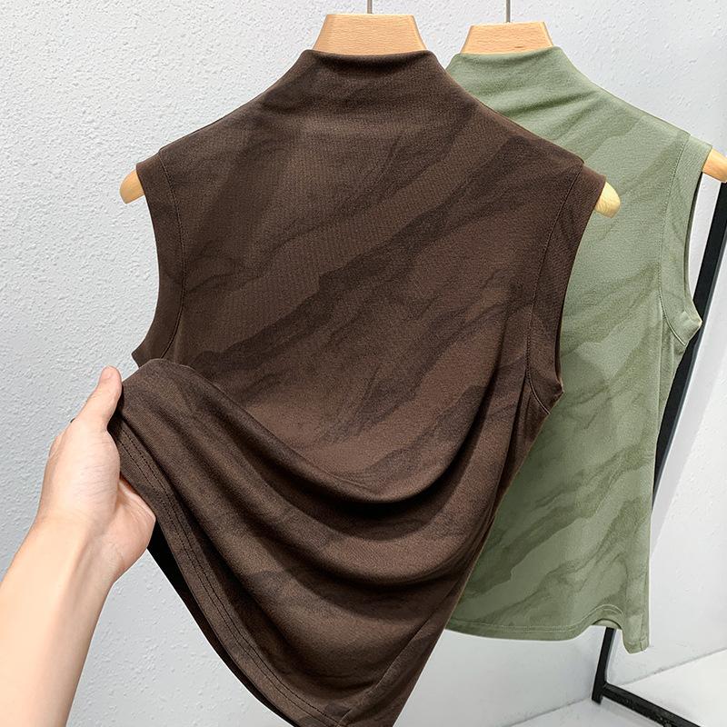 Semi-turtleneck Vest with New Women's Clothing Retro Shirt Temperament Vest Sleeveless Top