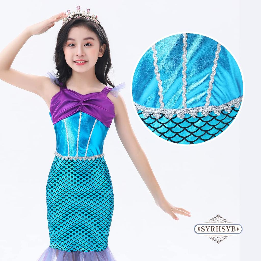 [SYRHSYB] Ariel Dress, Little Mermaid Dress, Mermaid Costume, Cosplay, Children's Costume, One-Piece Princess Dress, Stage Costume, Disguise,