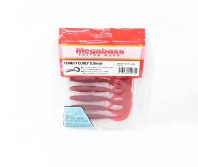 Megabass Měkká nástraha Kemuri Curly 3,5 palce Průhledná červená (0361)