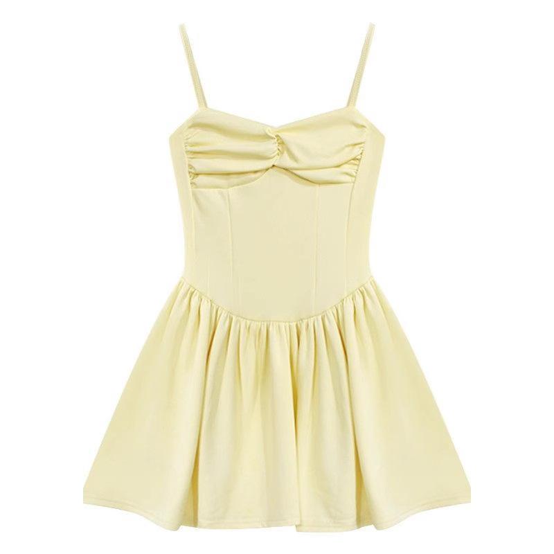 Yellow Suspender Dress Female Summer Dopamine Hottie Sexy Small Waist Princess Tutu Birthday Dress