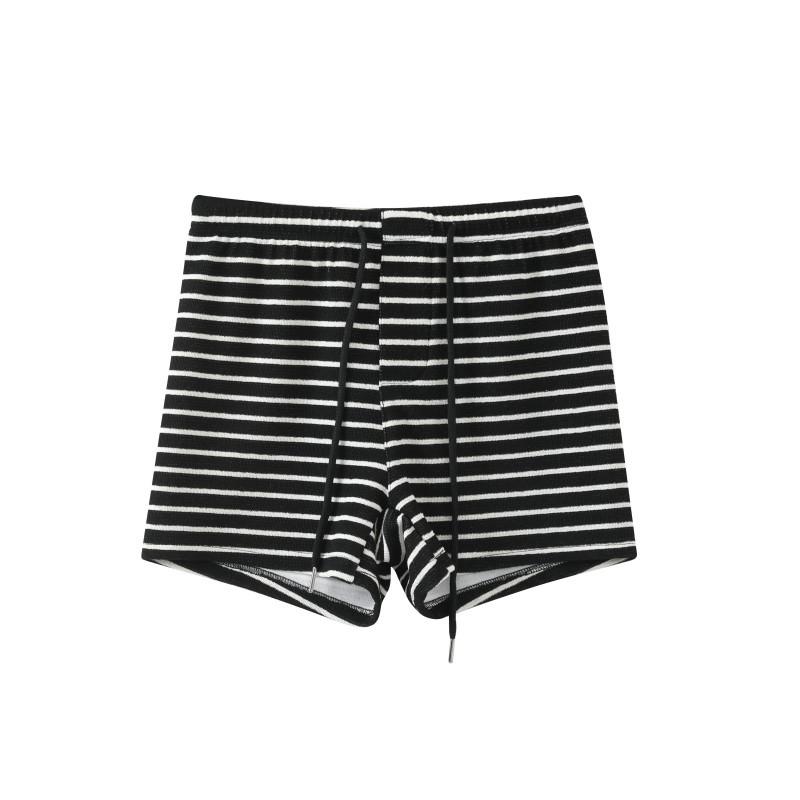 

Spice Girl Striped Towel Sports Shorts Women s New Summer High Waist Casual Wide Leg Pants Hot Pants Shorts XL [Suitable for 125-72.5kg] чёрный