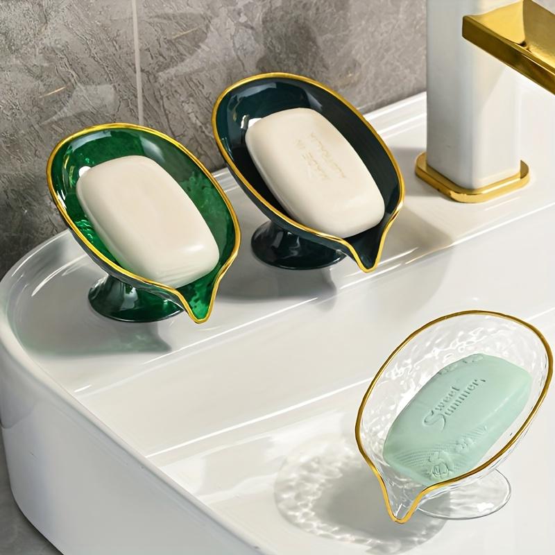 Oval Soap Dish with Drainage Holes Durable Plastic Bathroom Organizer Toothbrushes & Toiletries Storage, Countertop or Sink Accessories