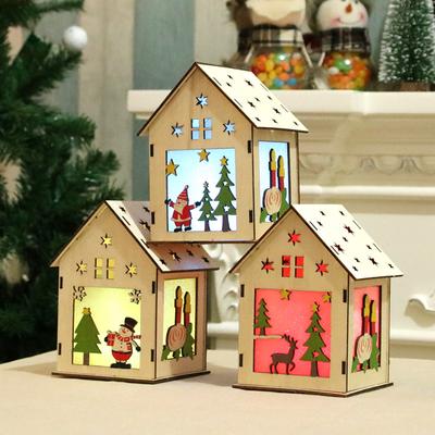 Weihnachtsdekoration, Holzhaus, Schneehaus, Hotelbar, Weihnachtsbaumschmuck, DIY-Geschenk, Schaufensterdekoration für Kinder