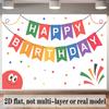Colorful Happy Birthday Banner, Fabric Background Wall Decor for Party