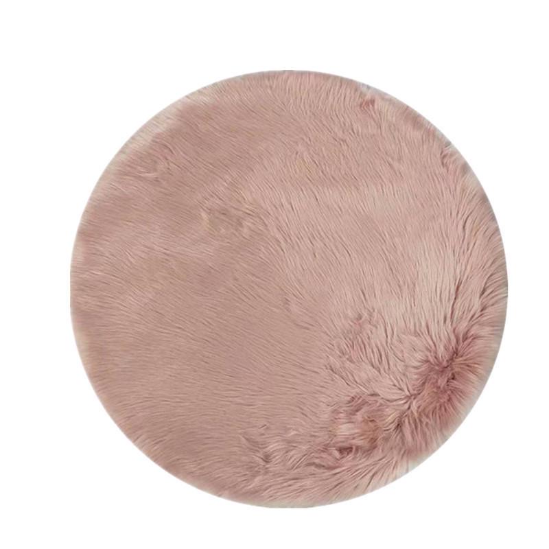 Round Faux Sheepskin Long Pile Rug for Chair, Yoga, Living Room, Bedroom, Sofa Cushion