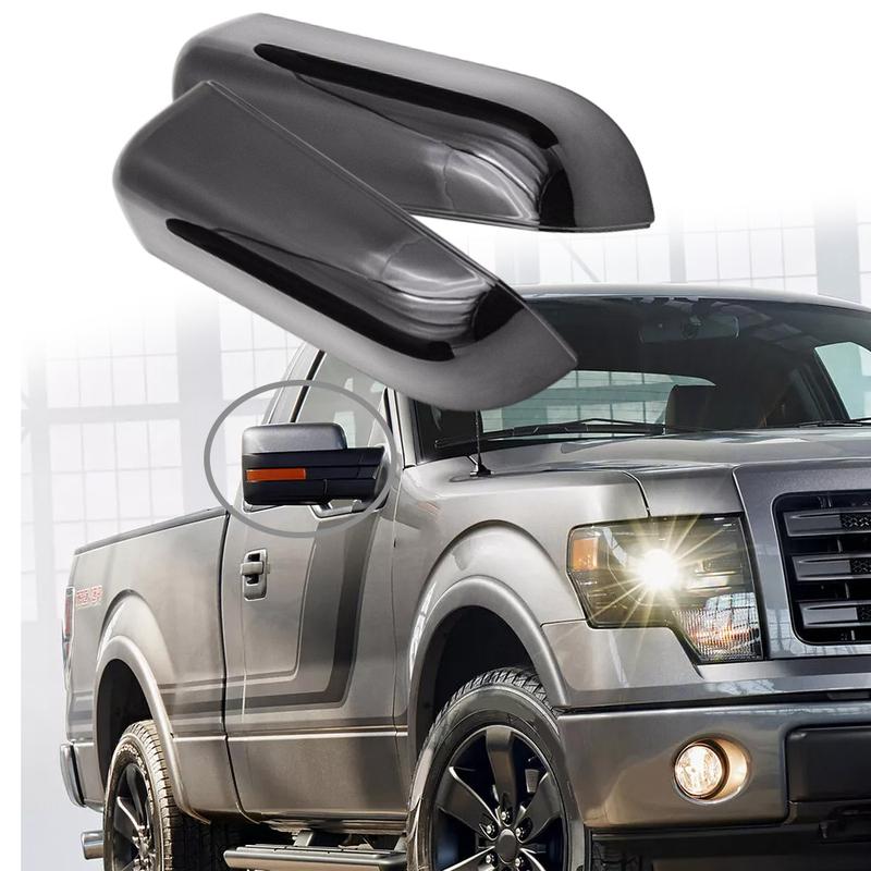 2 Stück Glänzend Schwarz Auto Seitenspiegelabdeckung Kappe Türflügel Rückspiegel für Ford F-150 2009 2010 2011 2012 2013 2014