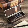 Handgefertigtes Vintage 3-Schlitz Echtes Leder Stifteetui Multifunktionale Retro Schreibwaren-Organizer-Box Kreatives Geschäftsgeschenk
