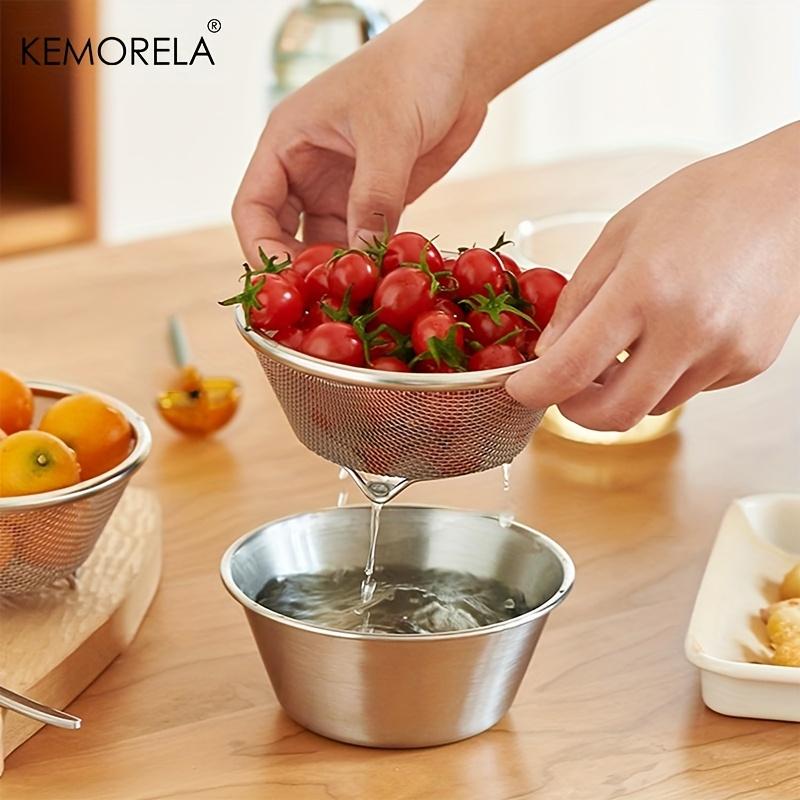 2-in-1 Siebe aus Edelstahl mit mikroperforiertem Netz Spülmaschinenfest Leicht zu reinigendes Design zum Waschen von Gemüse, Obst, Reis