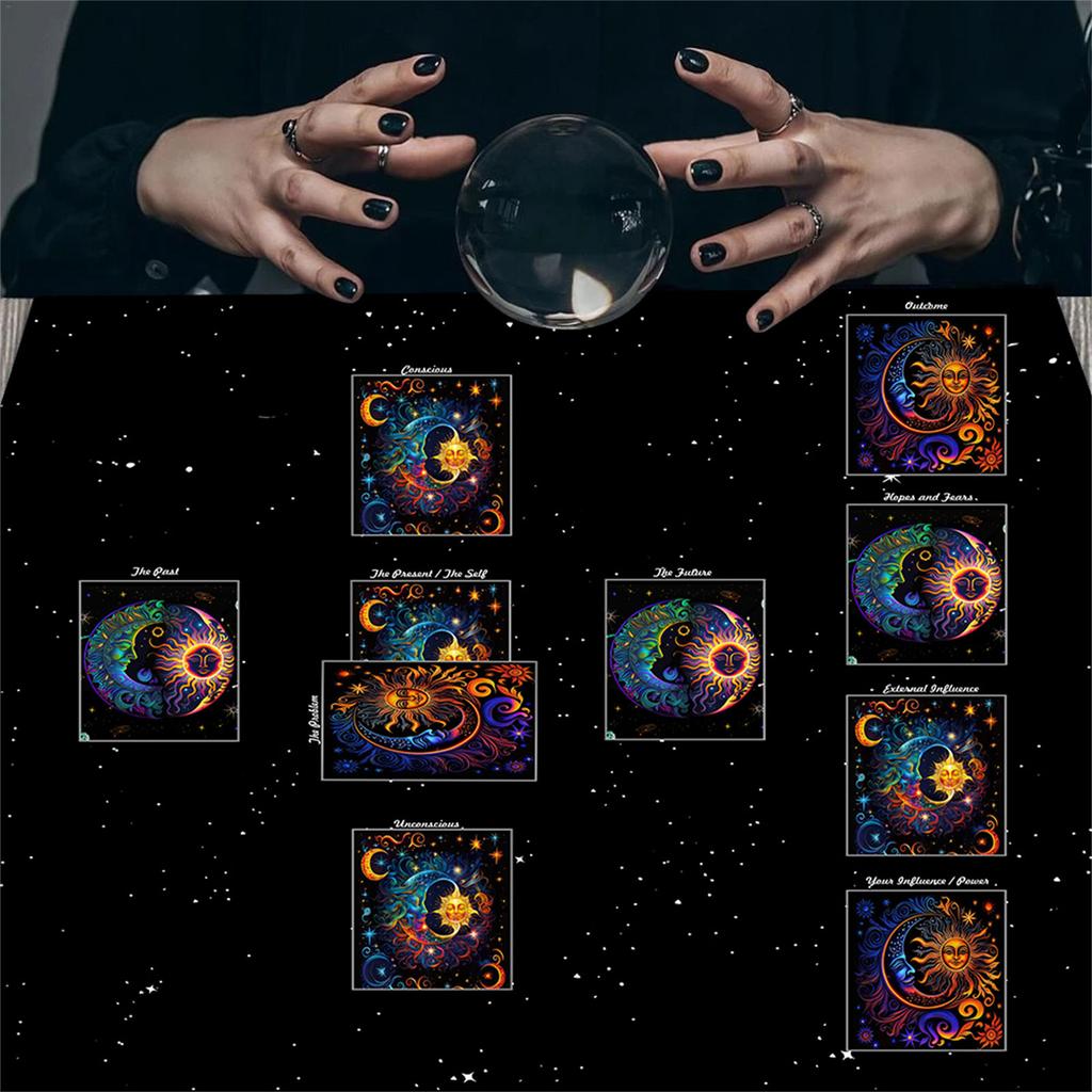 Quadratische Tischdecke Tarot-Altar-Tuch Brettspiel-Unterlage Astrologische Orakel-Unterlage Tischabdeckung Kartenmatte Divinations-Tischdecke