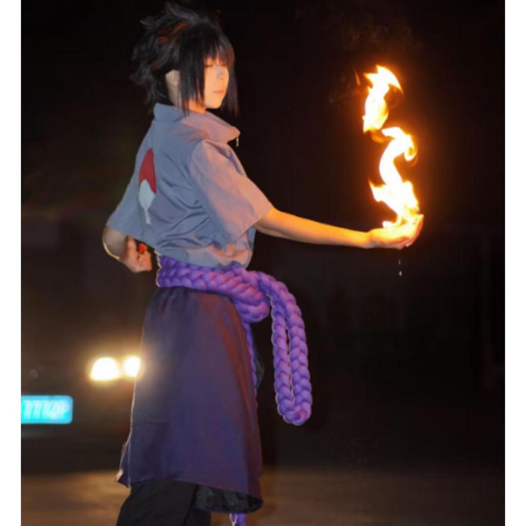 Anime Uchiha Sasuke Cosplay Kostym topp byxor bälte Cos Konvent gåva vuxen Unisex-version