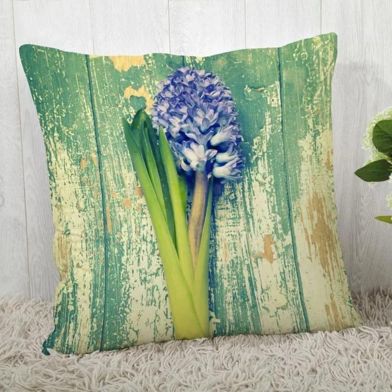 Home Decor Blooming Hyacinths: Floral Pillowcase Decor Pattern Cushion Cover Suitable For Sofa Bedroom Car Pillow Cover