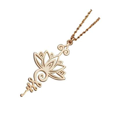 Colar com Pingente de Flor de Aço Inoxidável Decoração de Moda Corrente Longa Colares de Yoga Joias Portáteis para Trabalhar