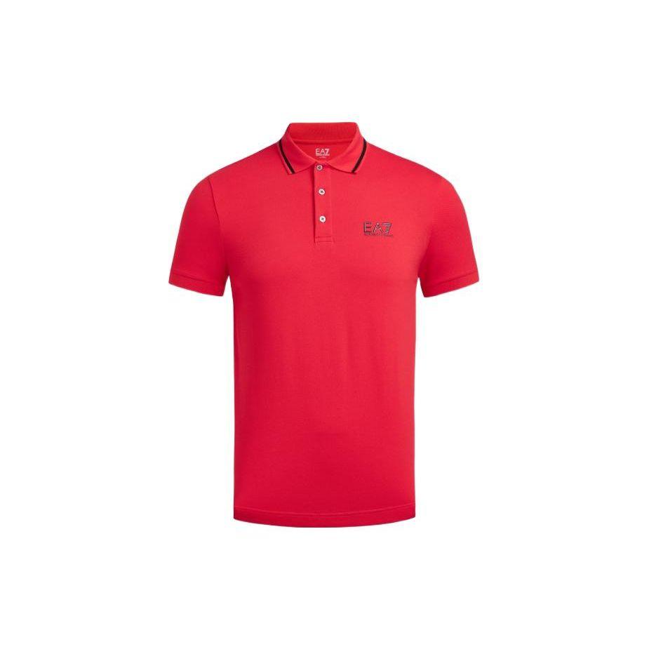 Emporio Armani Ea7 Ss22 Solid Color Logo Print Short Sleeve Polo Shirt Men tops Red 8NPF06-PJ04Z-1451 L