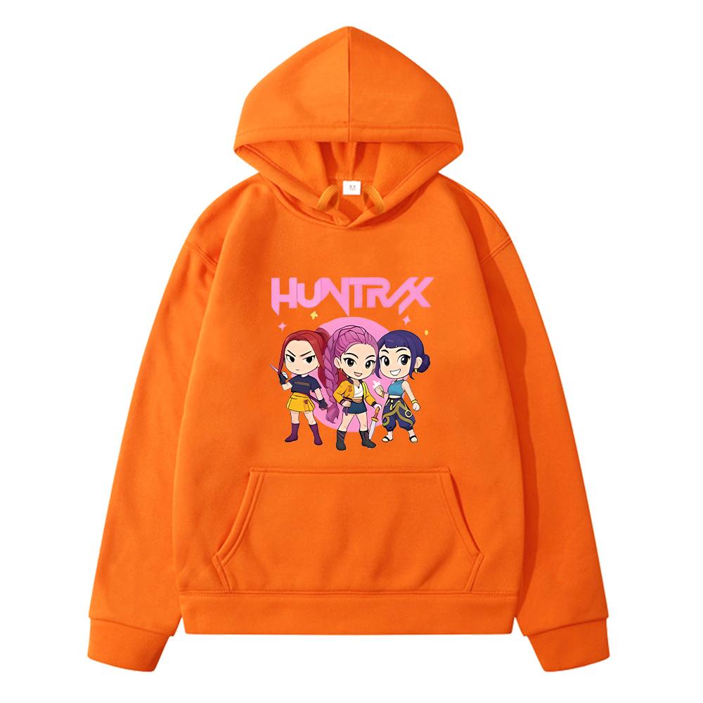 Autumn hoodies kpop demon hunters print Fleece sweatshirt  Jacket Cartoon pullover y2k sudadera anime hoodie kids clothes girls