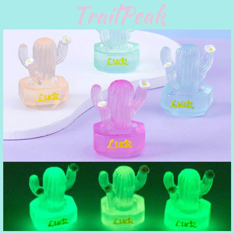 Cute Night Light Cactus Resin Plant Decoration For Desk Or Car In 7 Colors