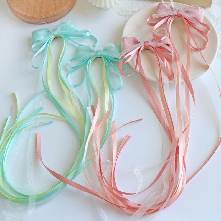 New Chinese-Style Ribbon Bow Hair Clip for Girls - Hanfu Tassel Braided Headwear Accessory