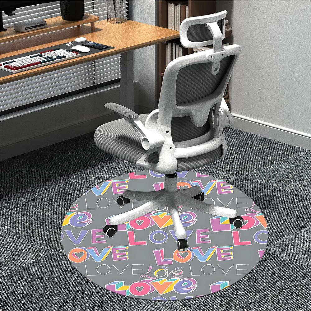 

1pc Love Print Chair Carpet for Office, Non-slip, Soft and Durable Office Rug, Perfect for Office yy251227167 80cm by 80cm