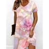 Summer Women's V-neck Short Sleeved Fashionable Casual Dress