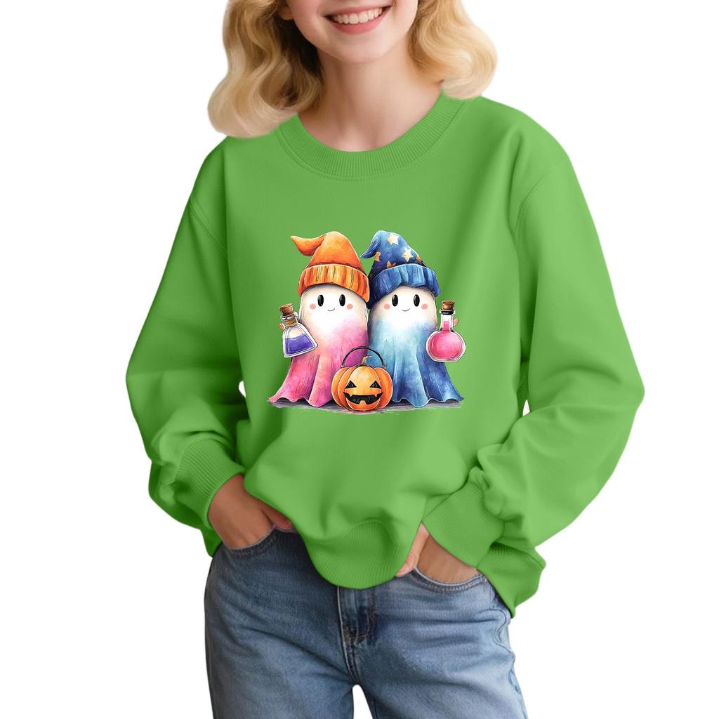 Children's Fashion Loose-fitting Casual Halloween Long-sleeved Printed Round Neck Sweatshirt