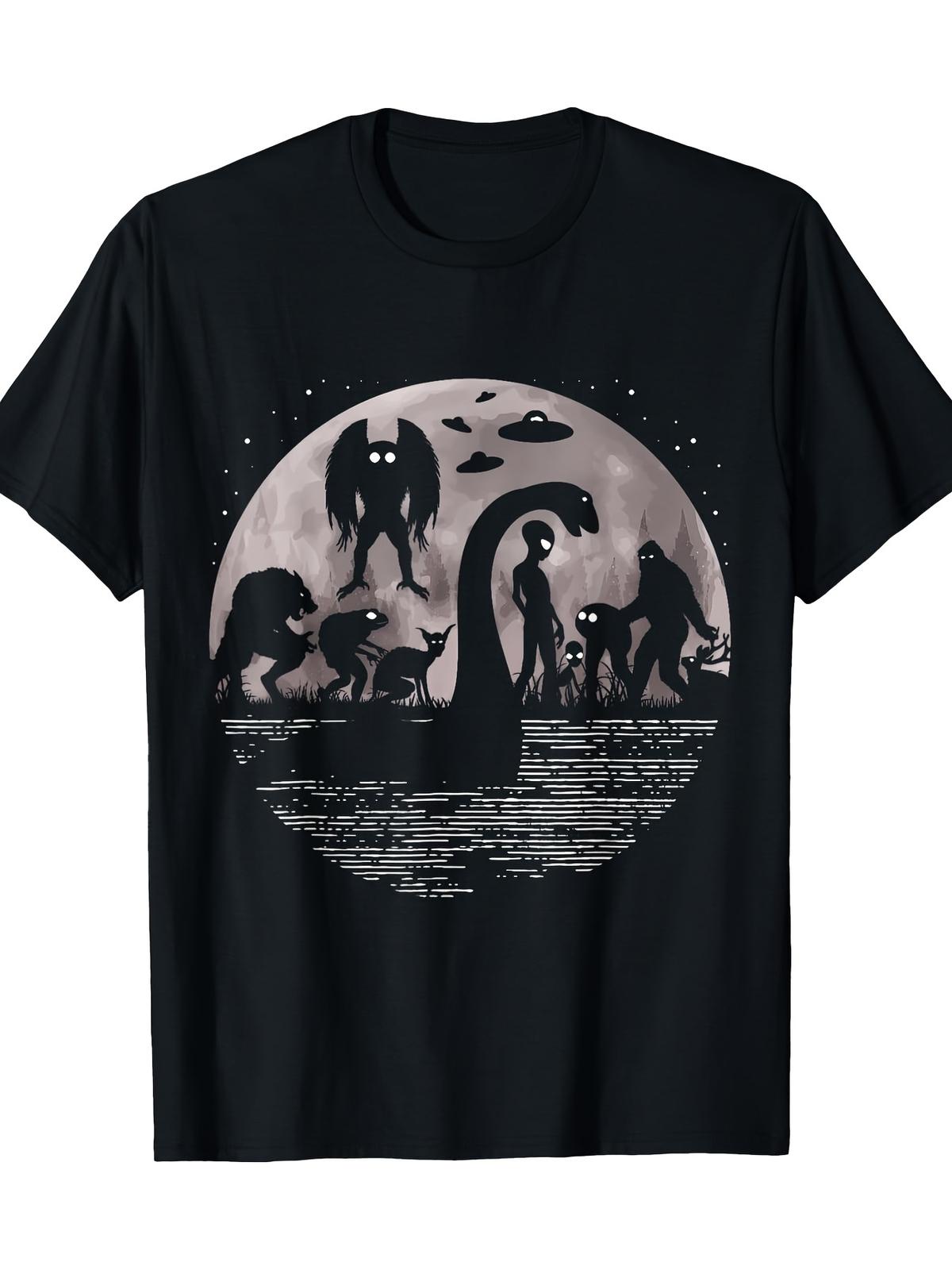 [100% Cotton] Mysterious Creature T-shirt - 220g 100% Cotton Mothman And Al S разноцветный