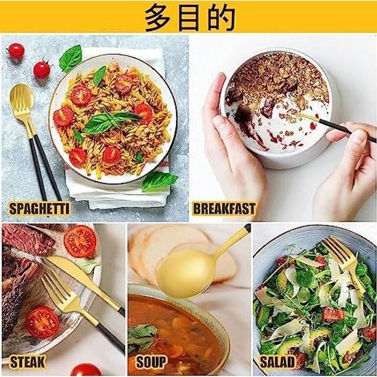 Cutlery set 30 pieces tableware spoon fork stainless steel assortment high-quality glossy Scandinavian style Western food simple stylish lunch box use