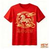 Horse Auspicious Clouds Pattern T Shirt For Unisex Women Chinese New Year 3D Print Tee Casual Round Neck Tops Short Sleeve TShirts