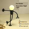 Creative Cartoon Mini Suction Cup Figurine Night Light Portable LED Lamp Funny Bedroom Decoration