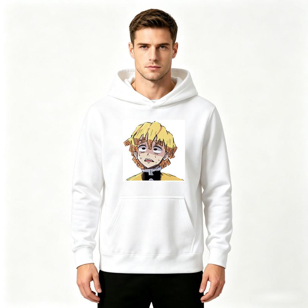 Men's Anime Character Print Pullover Hoodie Casual Long Sleeve Comfy Streetwear Tops for Daily Wear