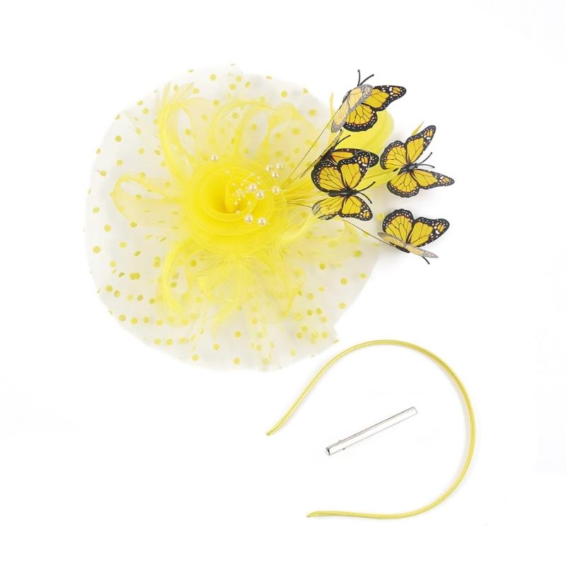 Elegant Feathered Butterfly Bridal Fascinator Hairband With Tulle Design For Wedding Cocktail Parties Formal Occasion