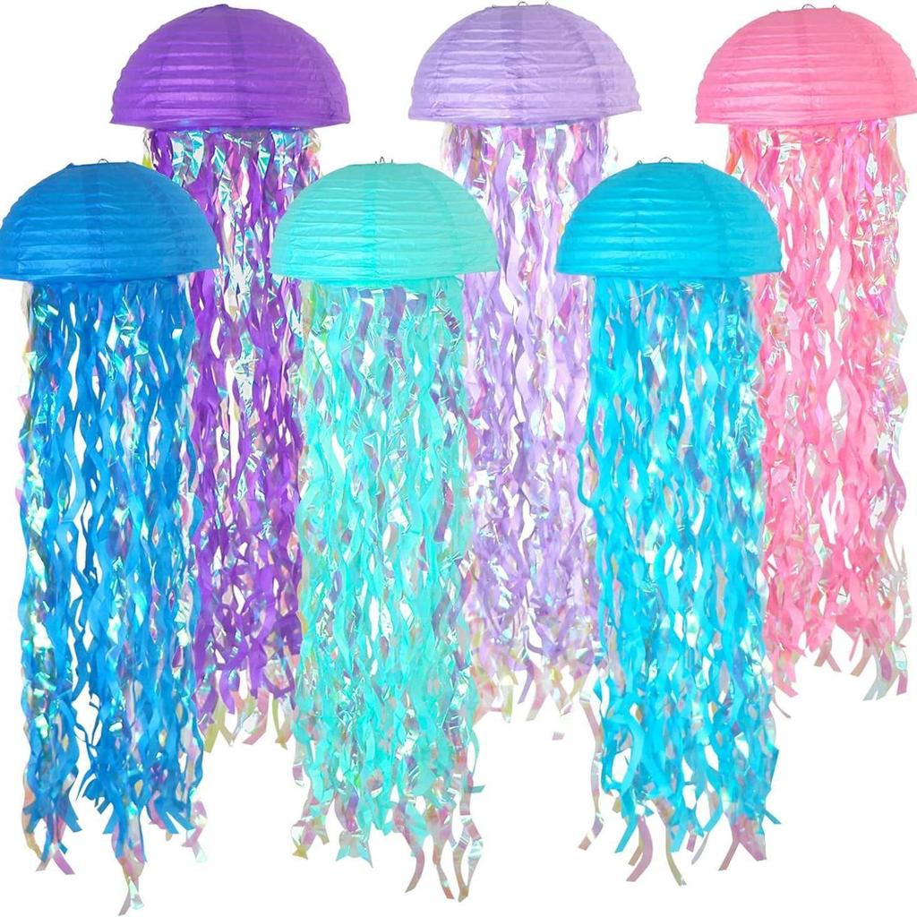 Colorful Jellyfish Paper Lanterns for Underwater Mermaid Birthday Party Decor
