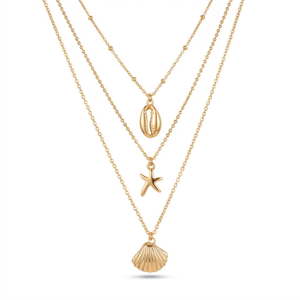Bohemian Summer Starfish Shell Pearl Pendant Necklace for Women Trendy Gold Color Layered Chain Choker Beach Party Jewelry Gifts