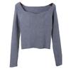 Foreign Trade Original Order Japan fashion Water Drop off-Neck Knit Sexy Short Pullover Base Gyaru Top