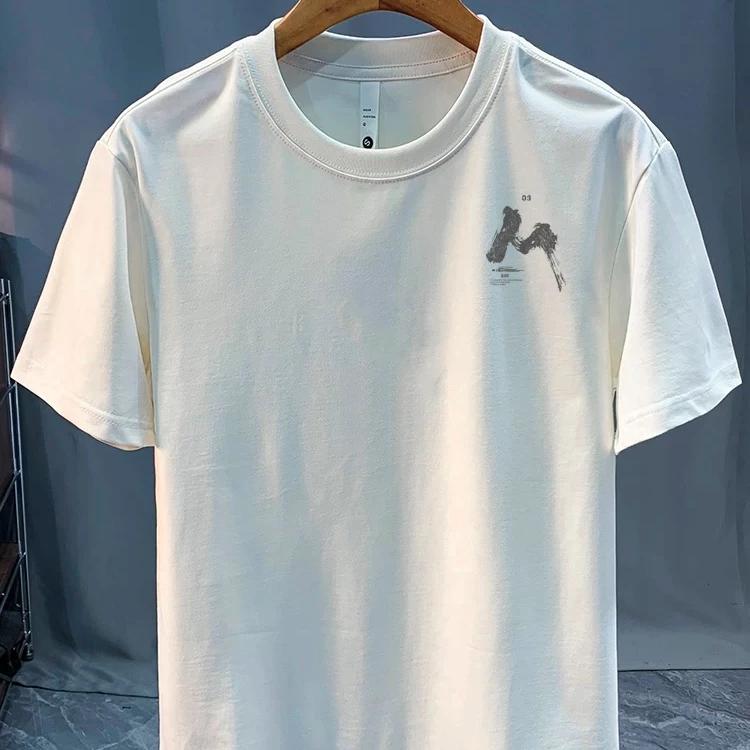 Cotton Round Neck Trendy Tops, Fashionable and Versatile Men's T-shirts, Loose Printed Short Sleeves for Couples