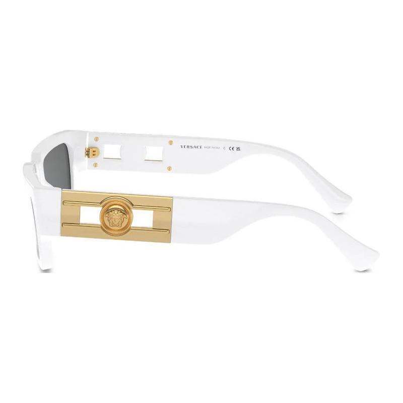 Versace Temple Logo Decoration Acetate Square Sunglasses Women's White 9328758 VE445931487-white 54