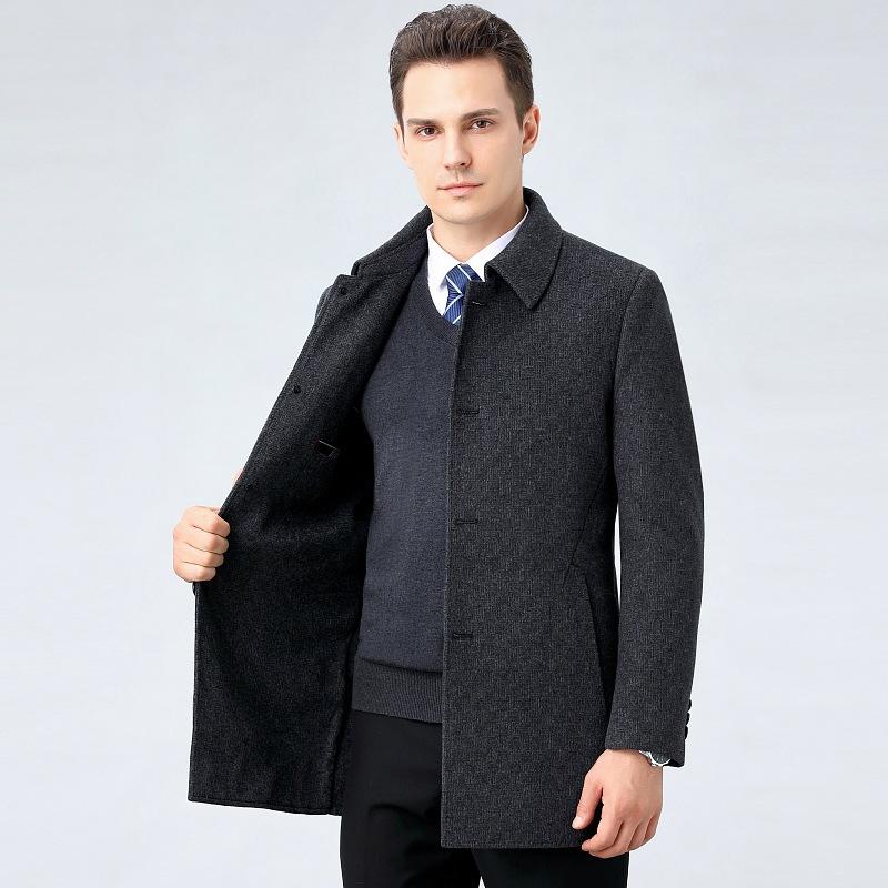 New autumn and winter double-sided woolen cashmere coat men's mid-length lapel woolen parka windbreaker jacket